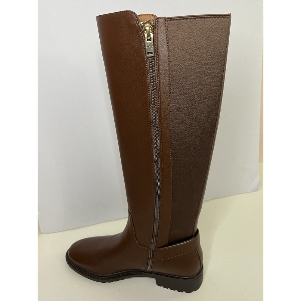 Coach Fitz Riding Boots Women's Size 5.5 B Brown Faux Leather Tall Boots Zip New - Picture 6 of 14